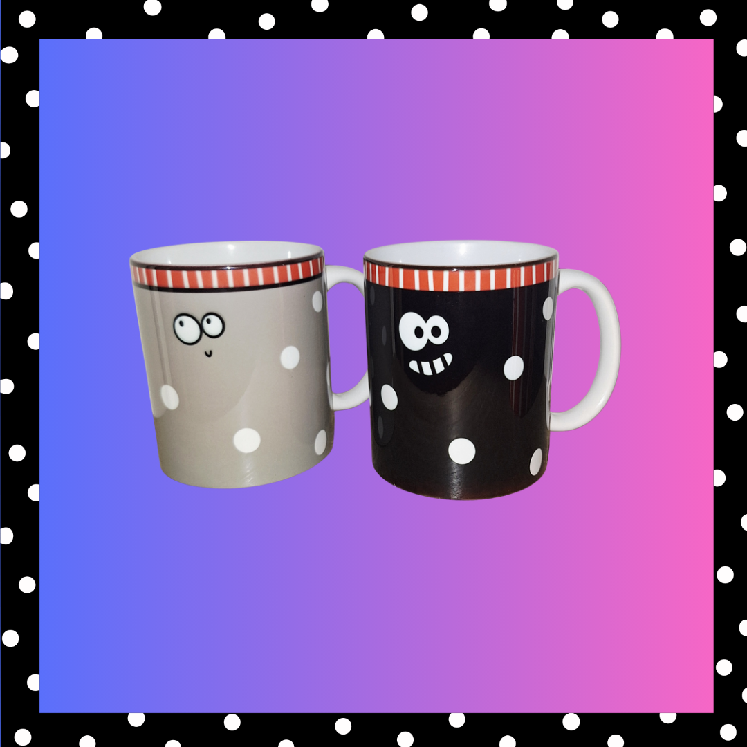 Set due tazze occhietti Lallipop a pois