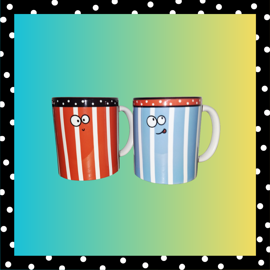 Set due tazze occhietti Lallipop a righe