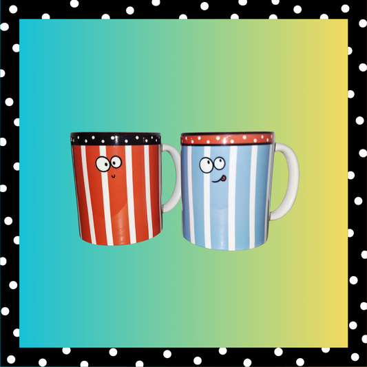 Set due tazze occhietti Lallipop a righe