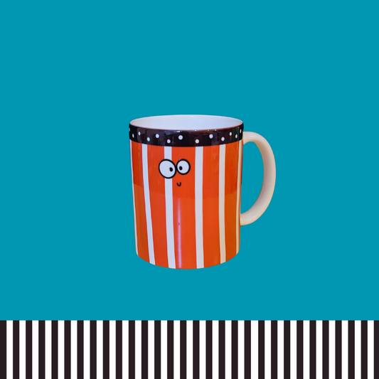 Tazza occhietti Lallipop a righe bianche e rosse